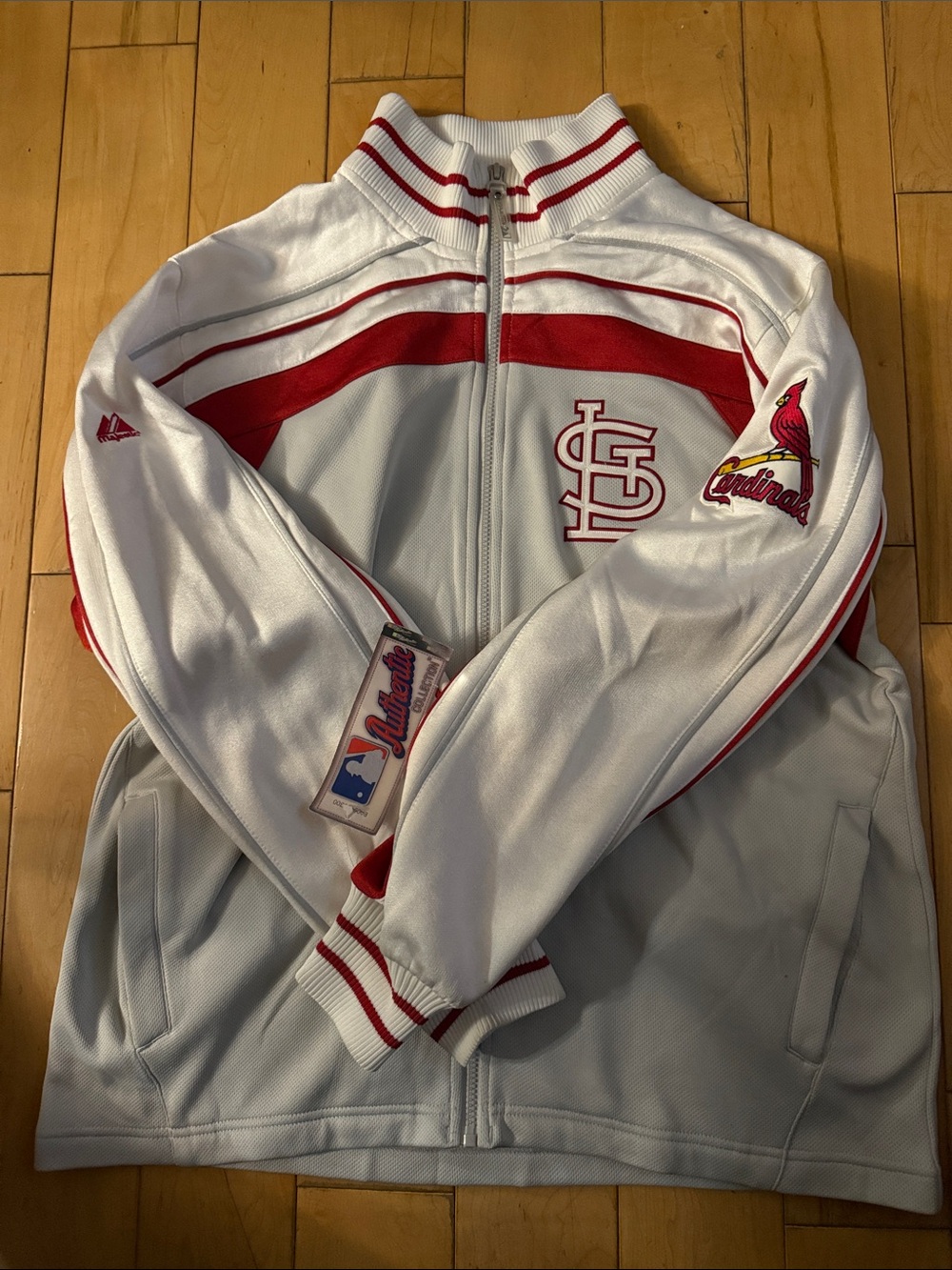 Majestic White & Red Kids Full-Zip Puffer Jacket